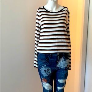 Brax Feel Good strip navy, white & brown